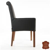 2 fauteuils colonial en cuir pleine fleur de vachette noir Palerme