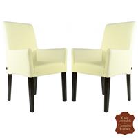 2 fauteuils en cuir véritable beige Palerme