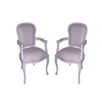 2 fauteuils cabriolet style Louis XV en acajou blanc