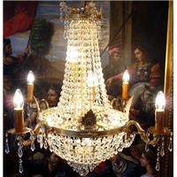 Lustre montgolfière de restaurant en cristal 10 feux Loches