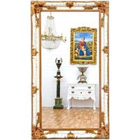 Grand miroir rocailles style Louis XV 212x120 cm doré et blanc Saverne