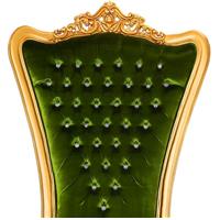 Trône baroque royal 202 cm en acajou doré velours vert Vendôme
