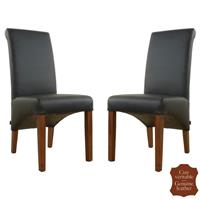 2 chaises colonial en cuir vachette noir Milan