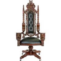 Fauteuil de bureau royal en acajou à têtes de lion Castle