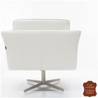 Fauteuil pivotant design en cuir de vachette blanc Capri