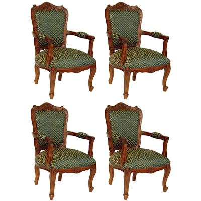 4 fauteuils style Louis XV en acajou massif