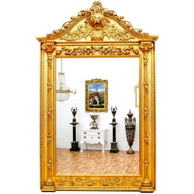 Miroir baroque royal 270x170 cm en bois doré tête de lion Louveciennes