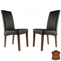 2 chaises restaurant en cuir de vachette noir Florence