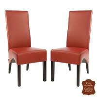 2 chaises en cuir de vachette pleine fleur rouge Parme