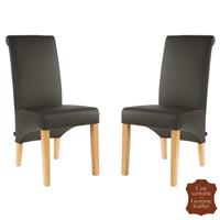 2 chaises en cuir de vachette pleine fleur marron Milan