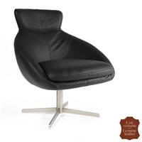 Fauteuil contemporain pivotant en cuir de vachette noir Catane