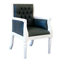 2 fauteuils visiteur de bureau style anglais en acajou blanc