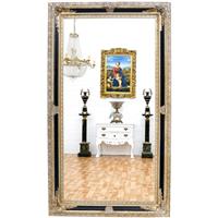 Grand miroir baroque en bois noir et argent 212x120 cm Arcelot