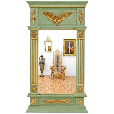 Miroir à trumeau style Empire 112x62 cm en bois vert et doré Amboise