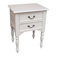 2 tables de chevet style Shabby Chic en acajou blanc Villebon