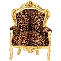 Fauteuil baroque royal en bois doré et léopard Stockholm