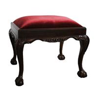 Bout de lit style anglais Chippendale en acajou et velours rouge Warrington