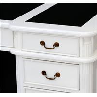 Bureau anglais style Shabby Chic 140 cm en acajou massif blanc Oxford