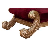 Canapé baroque royal en acajou massif doré et velours rouge Neverland