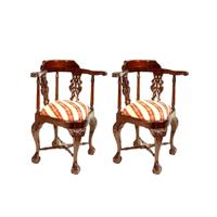 2 chaises d'angle style anglais victorien en acajou