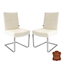 2 chaises en cuir de vachette pleine fleur blanc Turin