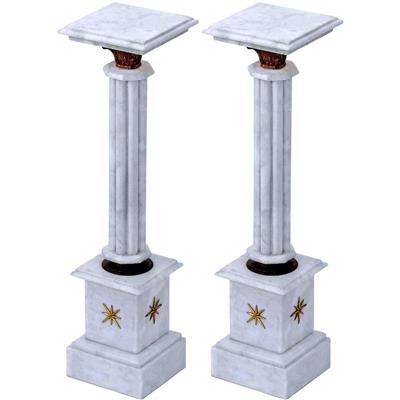 Paire de colonnes en marbre blanc Chamilly