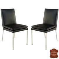 2 chaises en cuir pleine fleur de vachette noir Bari
