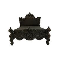 Lit baroque en acajou massif noir Kerjean