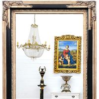 Grand miroir baroque 216x126cm cadre en bois noir et argent Grilly