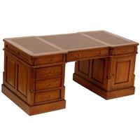 Bureau style anglais victorien 180 cm en acajou plateau marron Bristol