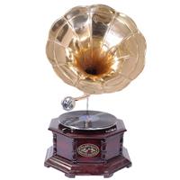 Gramophone octogonal en bois et laiton Beethoven