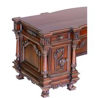 Bureau baroque Renaissance en acajou massif Anjony