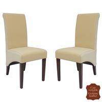 2 chaises en cuir de vachette pleine fleur crème Milan