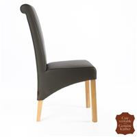 2 chaises en cuir de vachette pleine fleur marron Milan