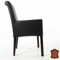 2 fauteuils colonial en cuir vachette pleine fleur noir Palerme