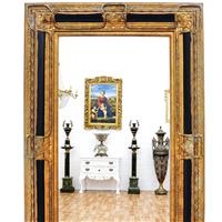 Grand miroir baroque en bois doré et noir 160x98 cm Ecouen