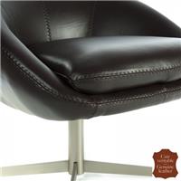 Fauteuil pivotant en cuir pleine fleur brun Catane