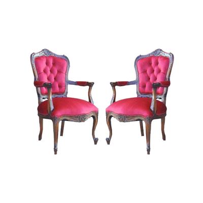 2 fauteuils de style Louis XV en acajou