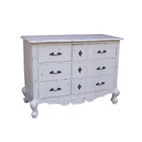 Commode arbalète baroque Shabby Chic en acajou massif blanc Herm