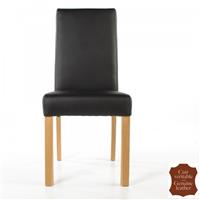 2 chaises en cuir pleine fleur de vachette noir Florence
