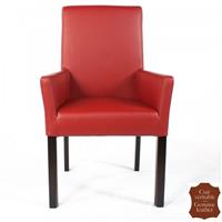 2 fauteuils en cuir rouge de vachette pleine fleur Palerme