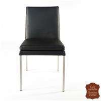 2 chaises en cuir pleine fleur de vachette noir Bari