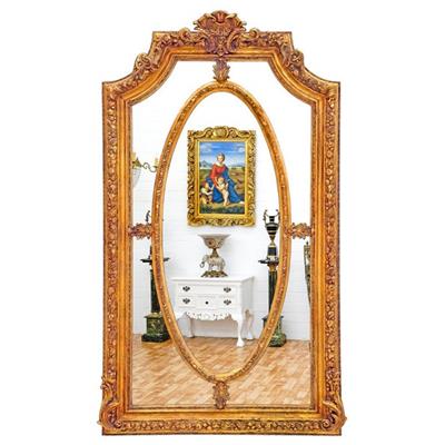 Grand miroir baroque Louis XV 200x112 cm en bois doré Beaussac