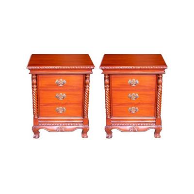 2 tables de nuit style anglais Chippendale en acajou Creuzet