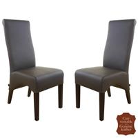 2 chaises en cuir de vachette pleine fleur noir Parme