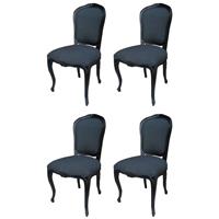 4 chaises baroque en acajou massif noir