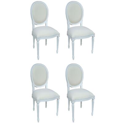 4 chaises style Louis XVI en acajou blanc