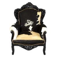 Fauteuil baroque avec peau de vache véritable Stockholm