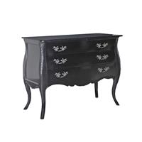 Commode baroque galbée style Louis XV en acajou massif noir Cazenac