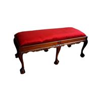Bout de lit style anglais Chippendale en acajou et velours rouge Warrington